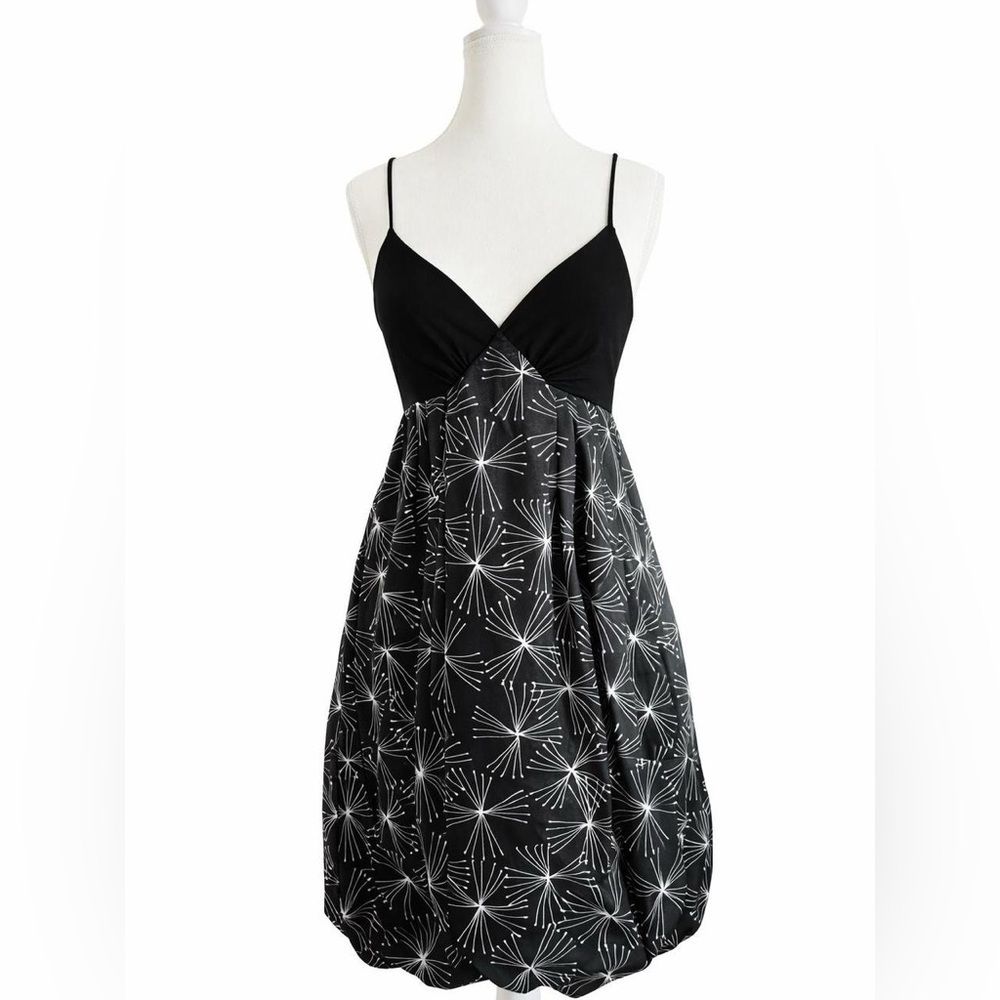 London Times Black Starburst Print Bubble Hem Dress Size 8